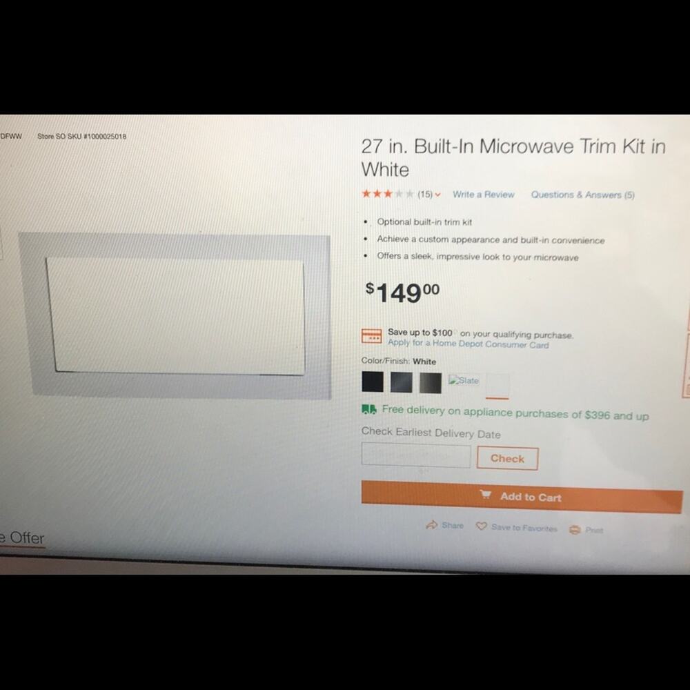 🗽 GE Microwave Built-In Trim Kit White (27 inches)
